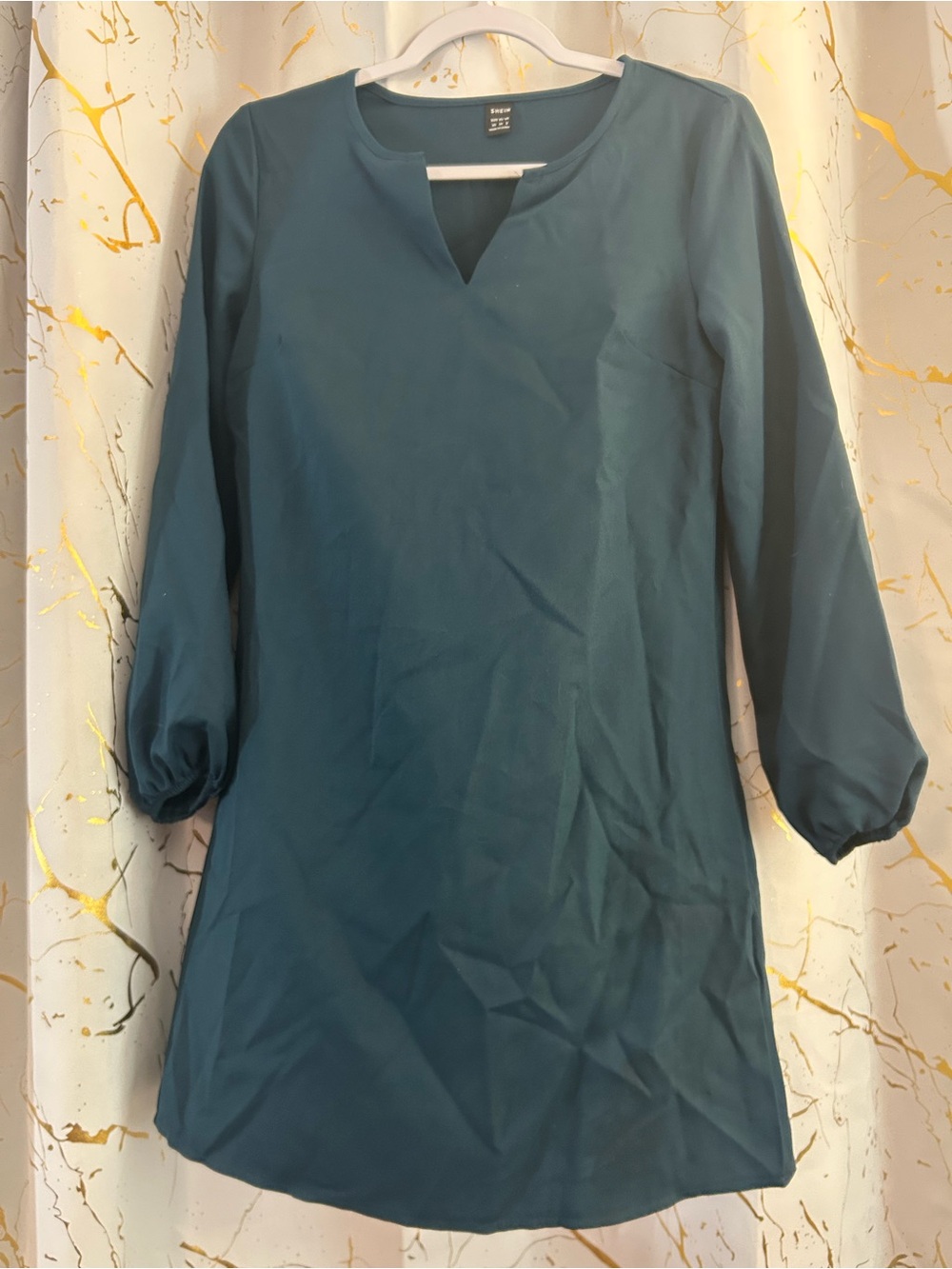 SHEIN Sheath Teal Long-Sleeve shift dress Size XS
